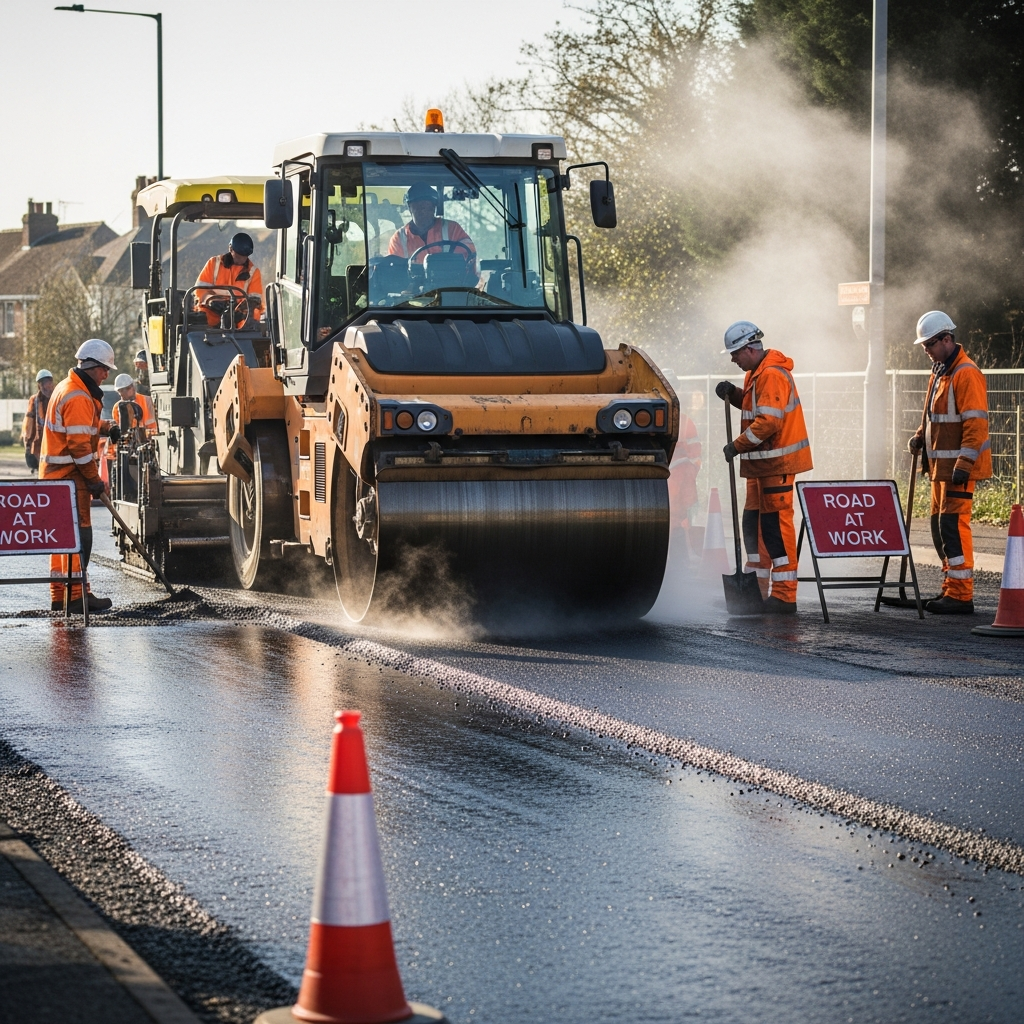Tarmac road construction and surfacing
